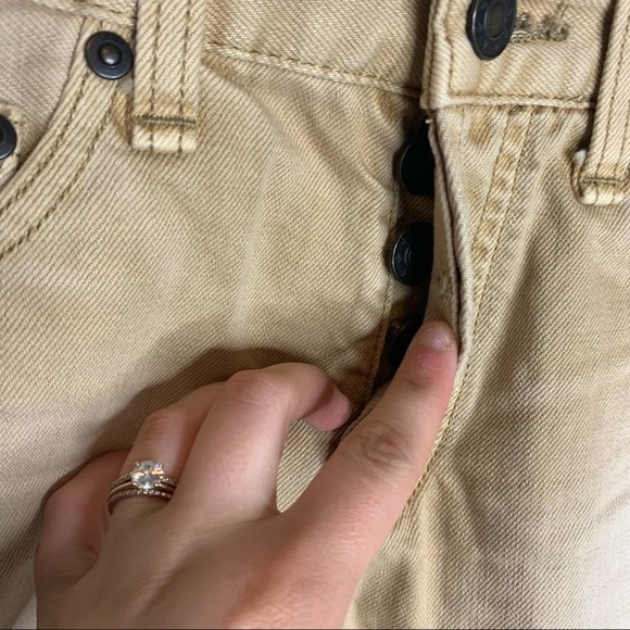 Free People High Rise Khaki Cut Off Shorts 25 - Picture 4 of 9